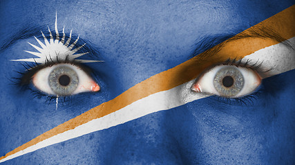 Image showing Close up of eyes with flag