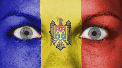 Image showing Close up of eyes with flag