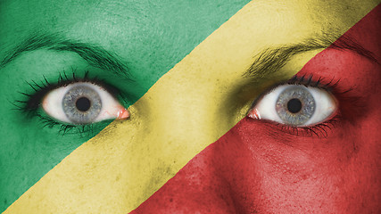 Image showing Close up of eyes with flag