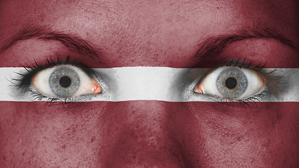 Image showing Close up of eyes with flag