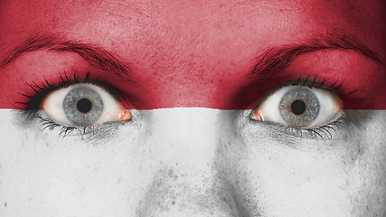 Image showing Close up of eyes with flag