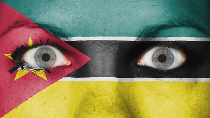 Image showing Close up of eyes with flag