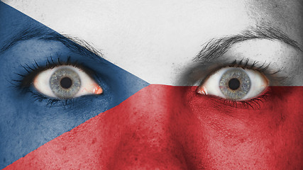 Image showing Close up of eyes with flag