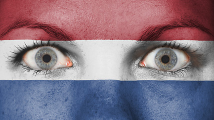 Image showing Close up of eyes with flag