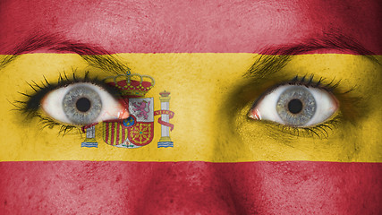 Image showing Close up of eyes with flag