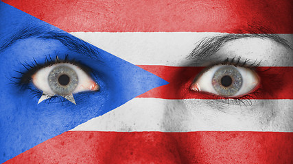 Image showing Close up of eyes with flag