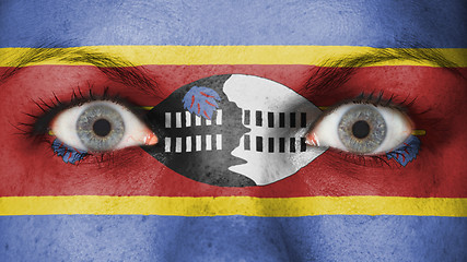 Image showing Close up of eyes with flag