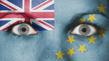 Image showing Close up of eyes with flag