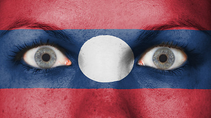 Image showing Close up of eyes with flag