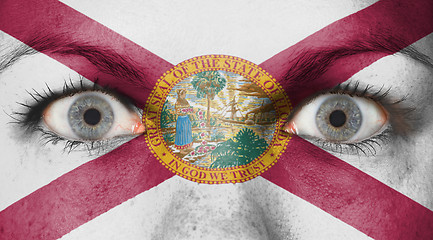 Image showing Close up of eyes with flag