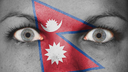 Image showing Close up of eyes with flag