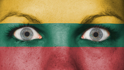 Image showing Close up of eyes with flag