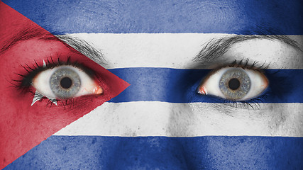 Image showing Close up of eyes with flag