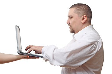 Image showing Man typing on notebook