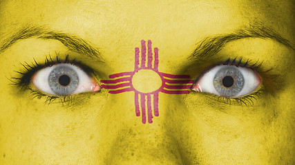 Image showing Close up of eyes with flag