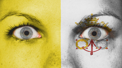 Image showing Close up of eyes with flag