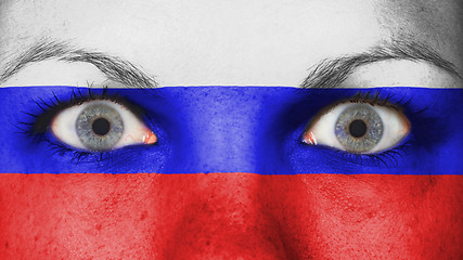 Image showing Close up of eyes with flag