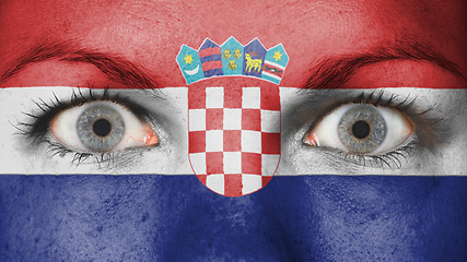 Image showing Close up of eyes with flag