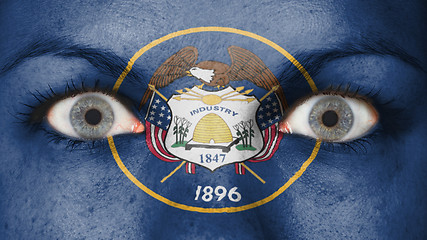 Image showing Close up of eyes with flag