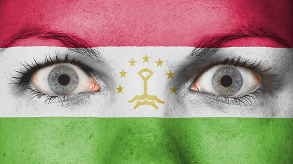 Image showing Close up of eyes with flag