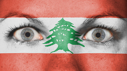 Image showing Close up of eyes with flag