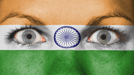 Image showing Close up of eyes with flag