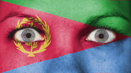 Image showing Close up of eyes with flag