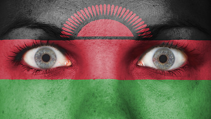 Image showing Close up of eyes with flag