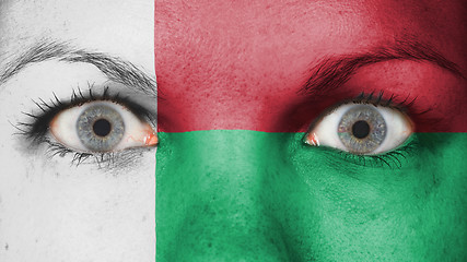 Image showing Close up of eyes with flag