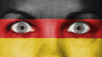 Image showing Close up of eyes with flag