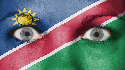 Image showing Close up of eyes with flag