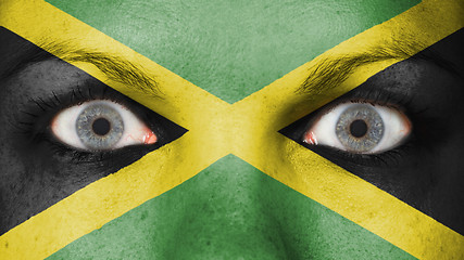 Image showing Close up of eyes with flag