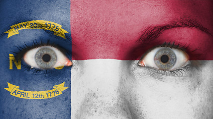 Image showing Close up of eyes with flag