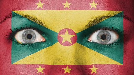 Image showing Close up of eyes with flag