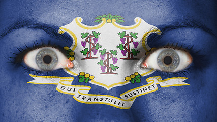 Image showing Close up of eyes with flag