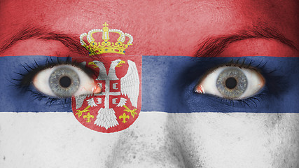 Image showing Close up of eyes with flag