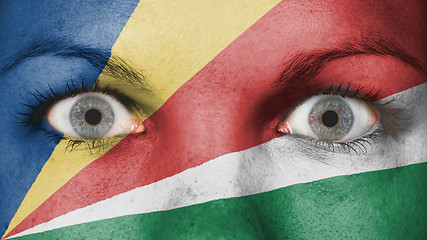 Image showing Close up of eyes with flag