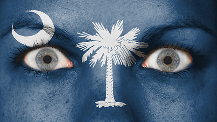 Image showing Close up of eyes with flag