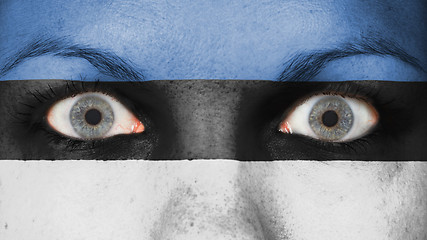 Image showing Close up of eyes with flag