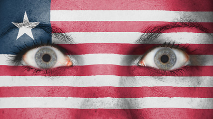 Image showing Close up of eyes with flag