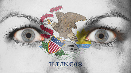 Image showing Close up of eyes with flag