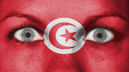 Image showing Close up of eyes with flag