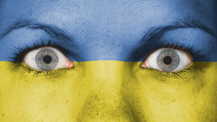 Image showing Close up of eyes with flag