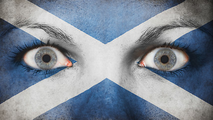 Image showing Close up of eyes with flag