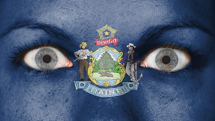 Image showing Close up of eyes with flag