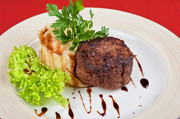 Image showing Fried meat steak