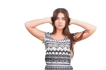 Image showing Attractive young woman posing in studio