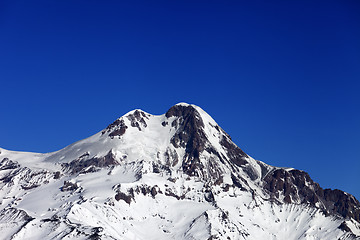 Image showing Top of Mount Kazbek at nice winter day