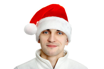 Image showing man in santa hat on white background