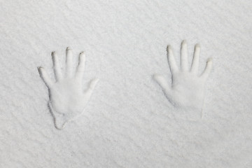 Image showing Snowy handprint